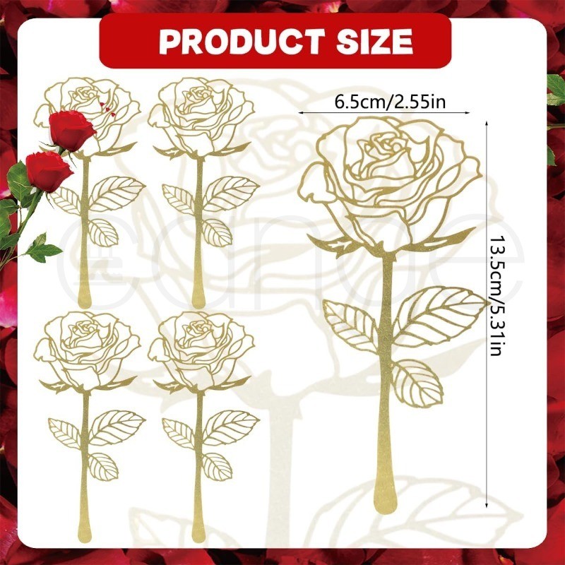 10 pieces of rose cake toppers, acrylic paper cupcake toppers in rose ...