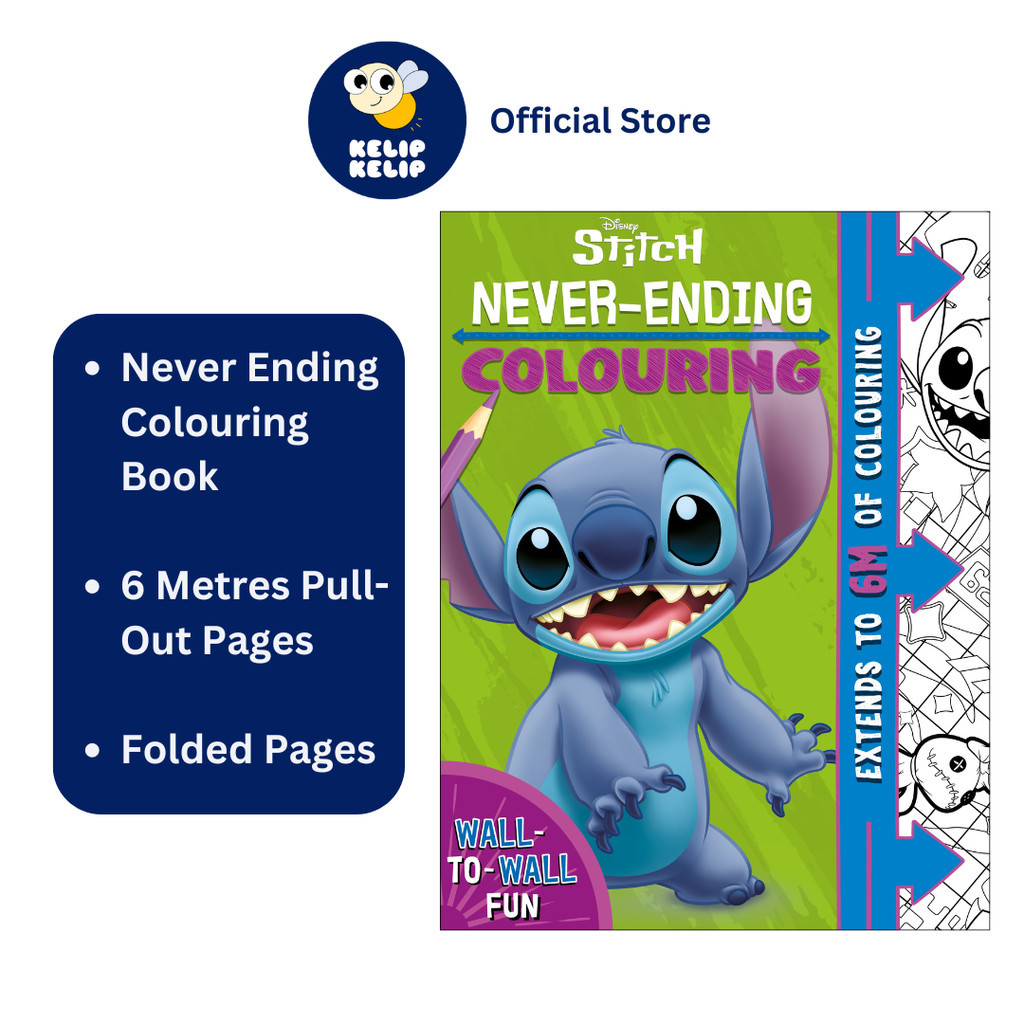 Disney Stitch Never Ending Colouring Book For Kids With 6M Pull Out ...