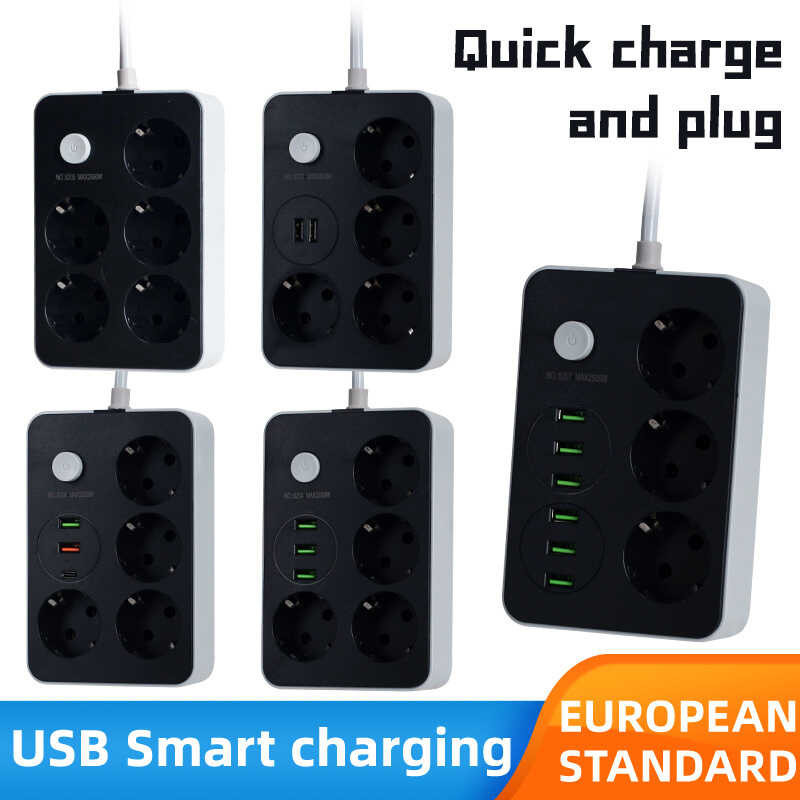 Strip 3/4/5 Round USB Travel Adapter Socket Power Plug Eu 2M 3M ...