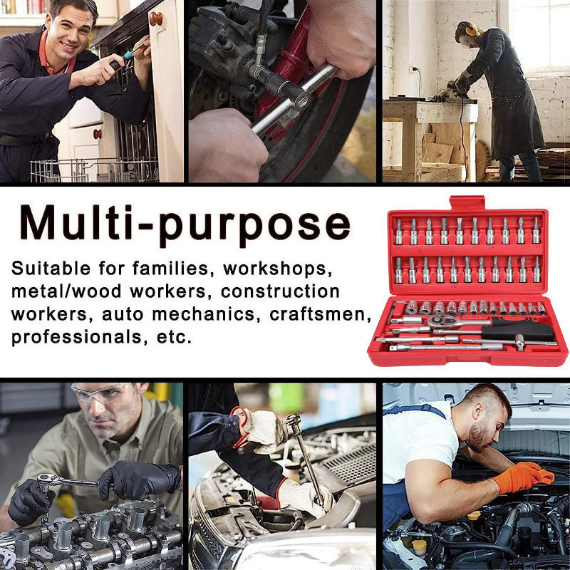 Portable Emergency Car Repair Tool Set - Ratchet Torque Wrench Combo ...