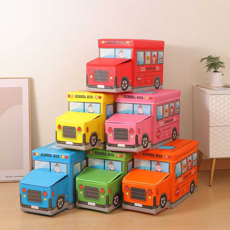 Cartoon school bus Chair Ninakaw Ottoman Foldable Box Storage Bus ...