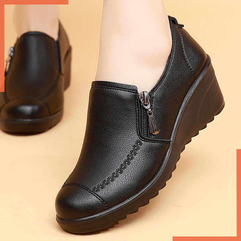 29 2024 Spring Autumn Mom Single And Leather Shoes Women's Slope Middle ...