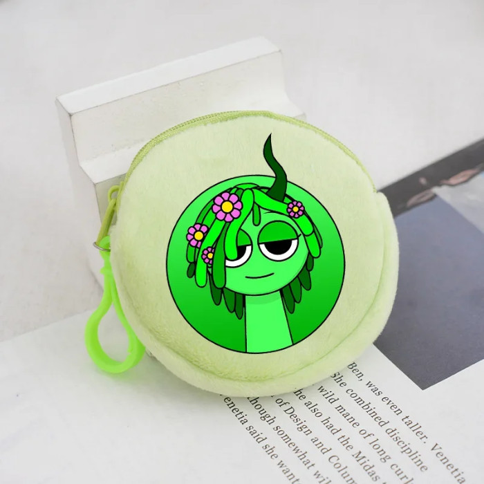 Sprunki Cartoon Plush Coin Wallet Cartoon Round Mini Zipper Cute Money ...