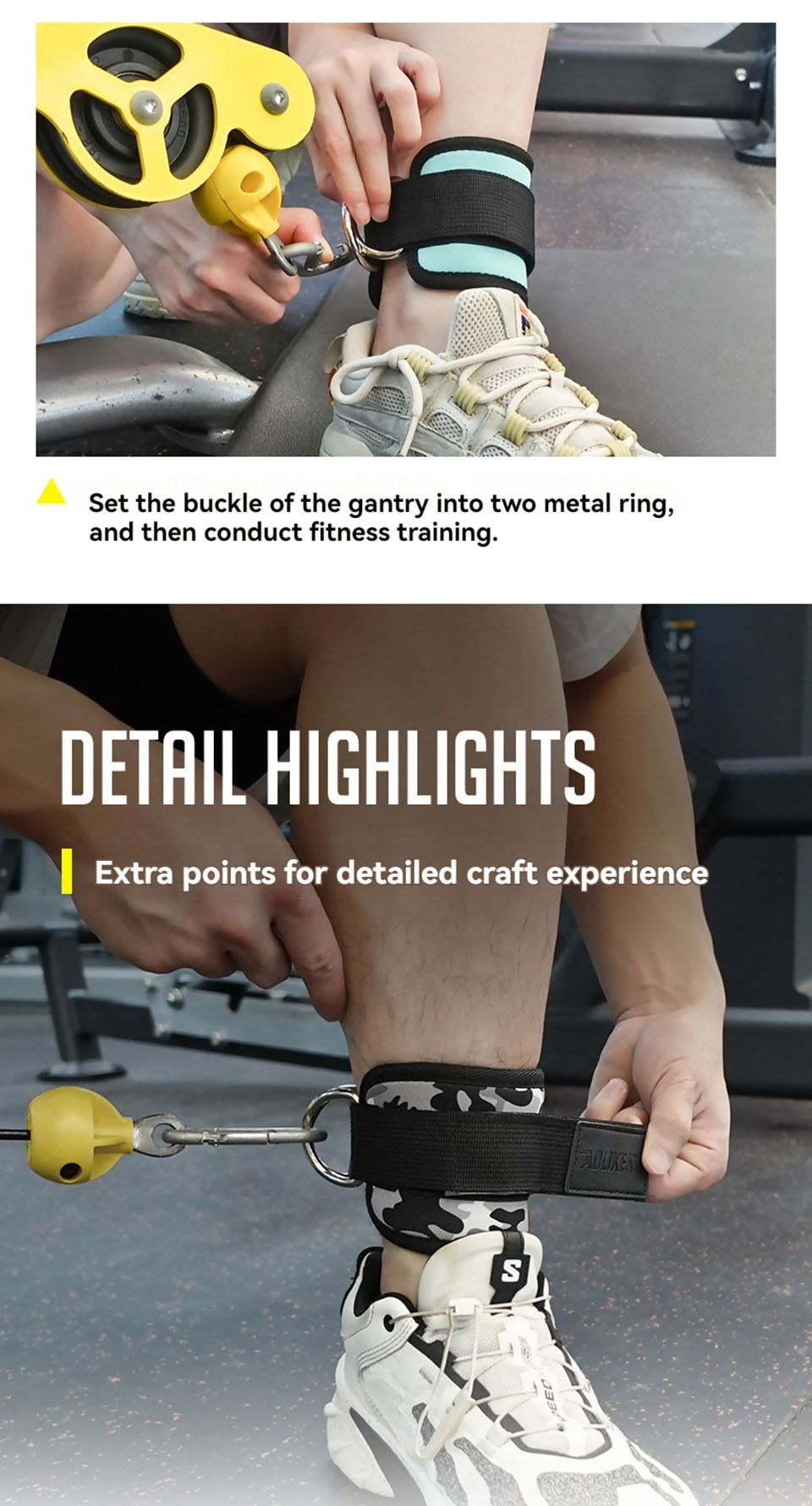 Fitness Adjustable D-Ring Ankle Straps For Cable Machines Foot Support Ankle Protector Padded Gym Cuff For Kickbacks Glute Legs - 18