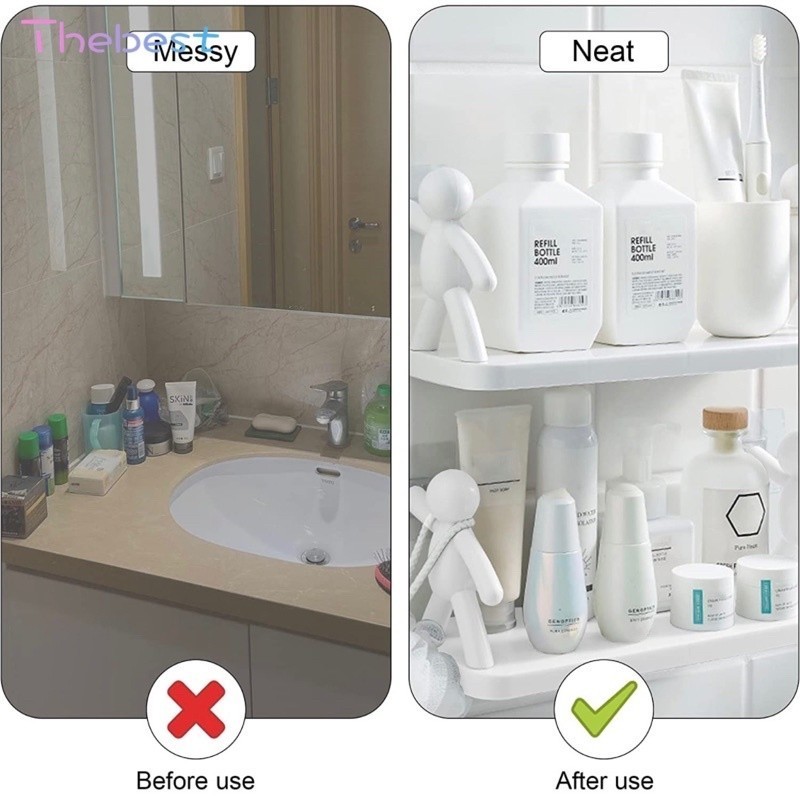 【COD】Wall Hanging bracket Bathroom Human Hook Rack Floating Wall Ledge ...