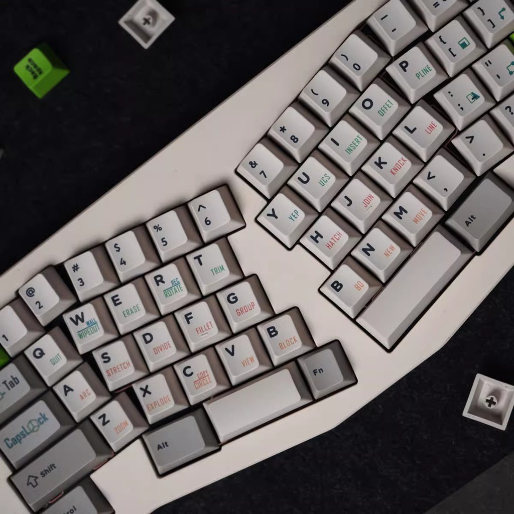 CAD NO REDRAW 169 Keycaps White Gray PBT cherry profile keycap set for ...