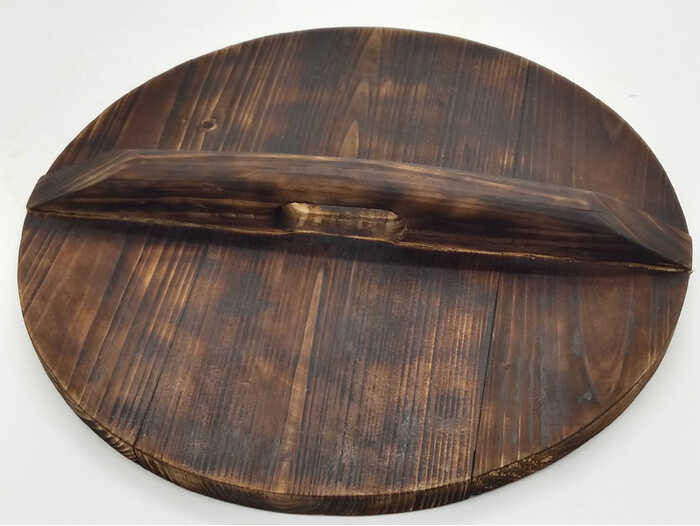 Ipetboom Handcraft Natural Wooden Wok Lid - 9.05 Inch Round Pot Cover With Handle, Anti-Spillover, Even Heat Distribution For Home Cooking