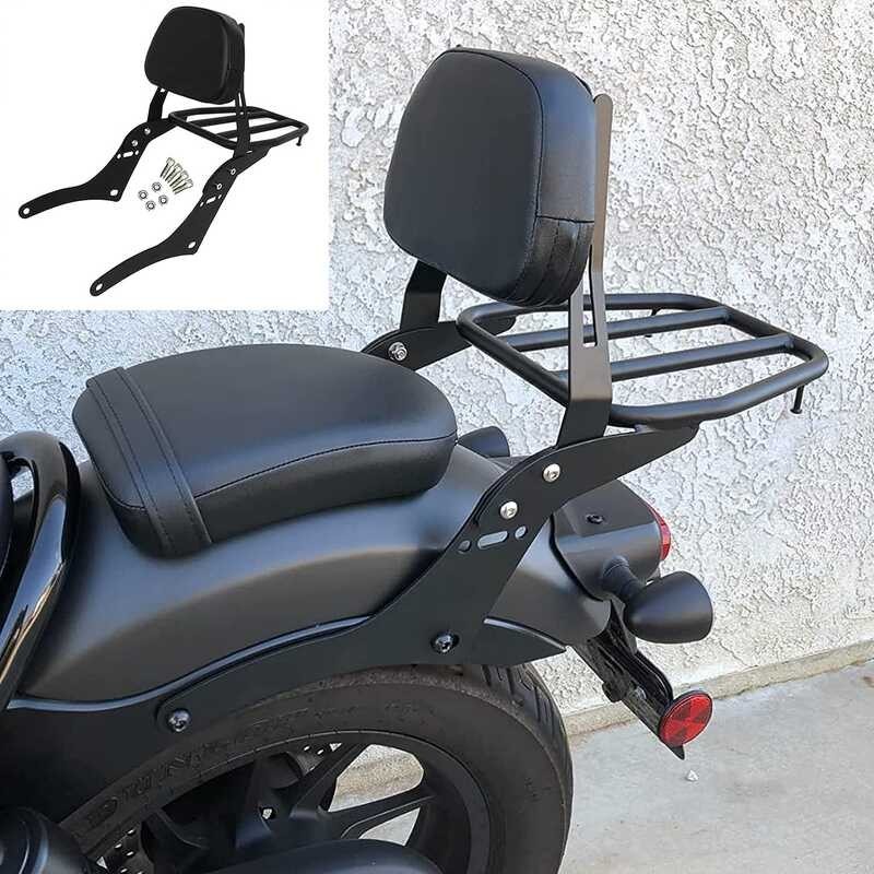 Lage ≡ Motorcycle Rack Carrier Rear Passenger Sissy Bar Backrest Para ...