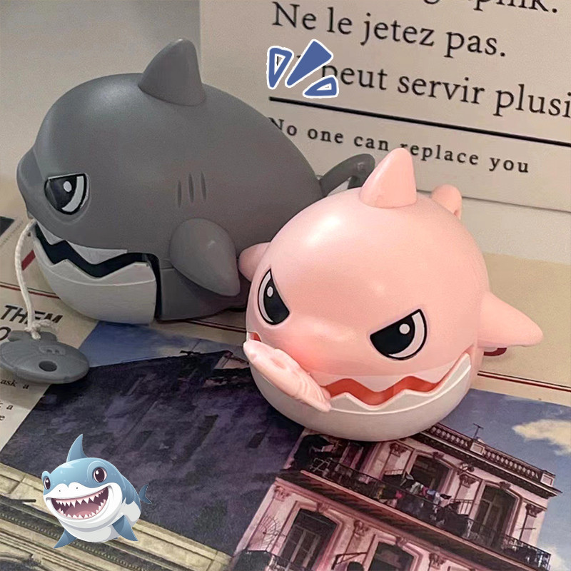 Cute Cartoon Shark Keychain Keyring Creative Clockwork Toy Keyring Gift ...