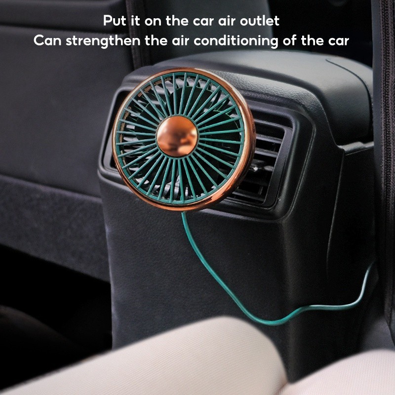OATSBASF Air Outlet Car Fan USB Cooling Fan with Colorful Light 360 ...