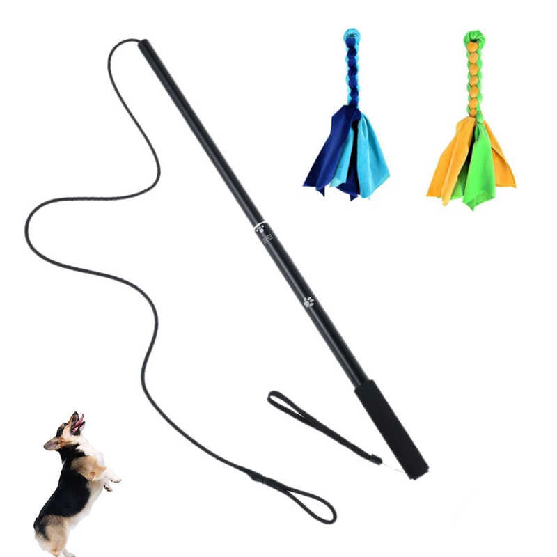 Flirt Lure Dogs Pole Stick Toys Pet Interactive Chasing Tail Teaser ...