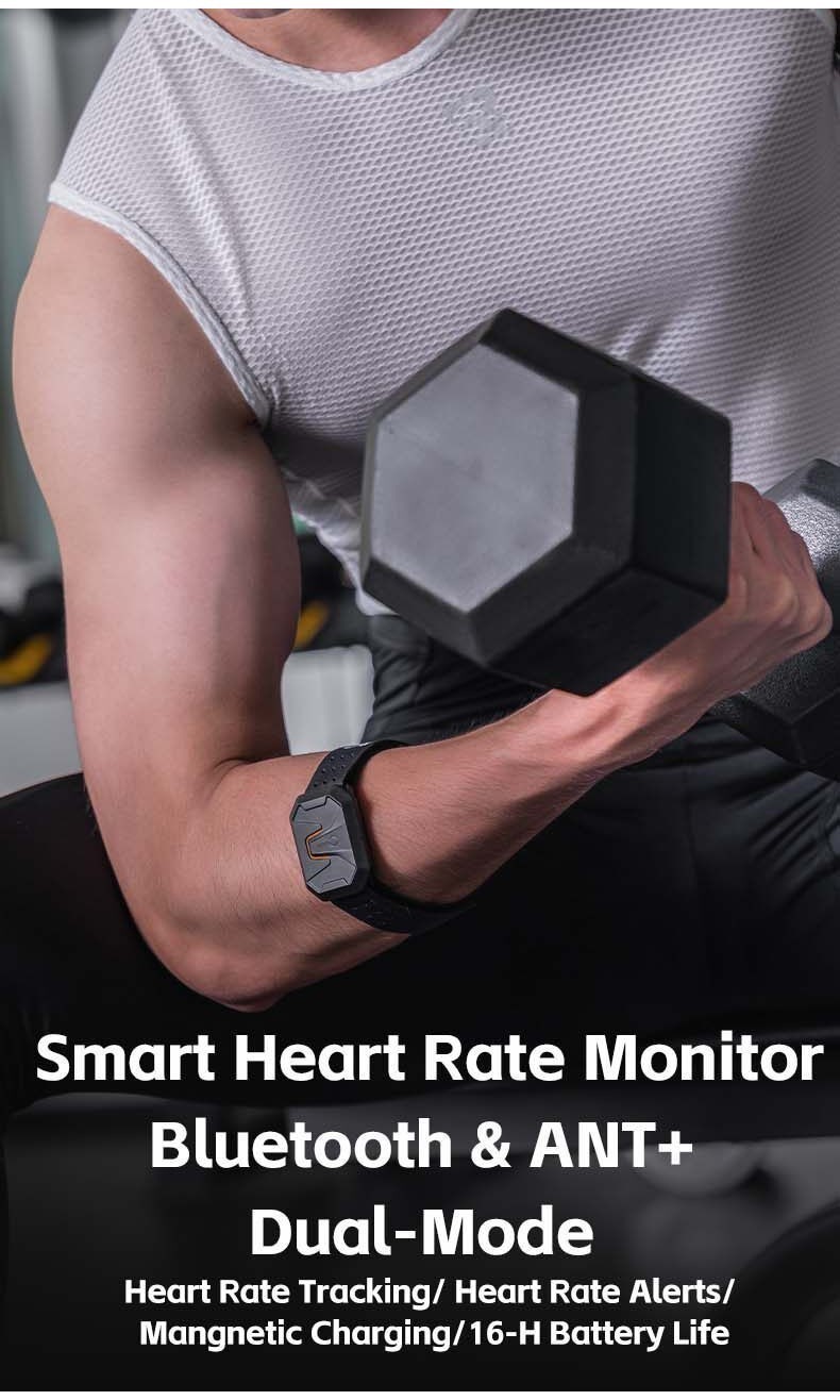 ROCKBROS Running Cycling Arm Heart Rate Belt Dual Mode IPX67 Sports ...