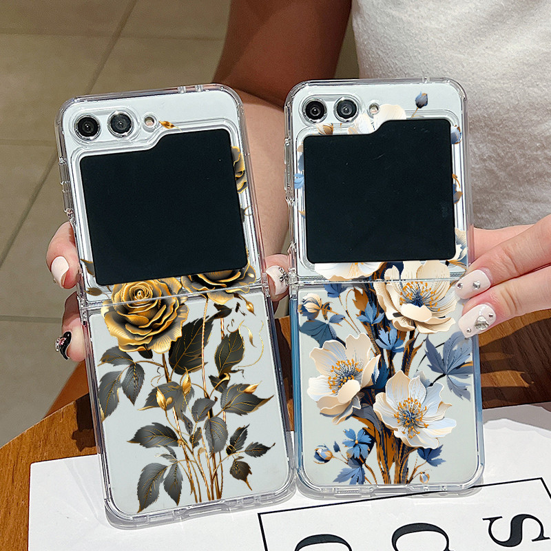 Gold Flower Pattern Clear Soft Silicone Phone Casing For Samsung Galaxy ...