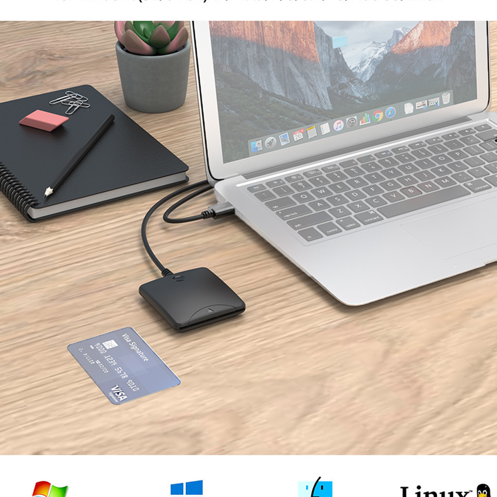 Portable USB 2.0 Smart Card Reader for IC/ID/SIM ATM Bank Card SIM Card ...