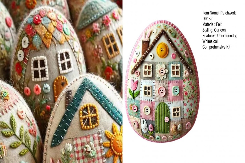 Patchwork Felt Egg House DIY Kit, Patchwork Egg