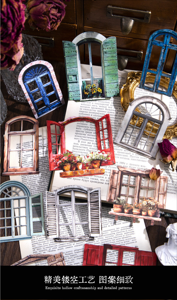 Journamm 10pcs Hollowed Window Frame Stickers for Junk Journals Vintage ...