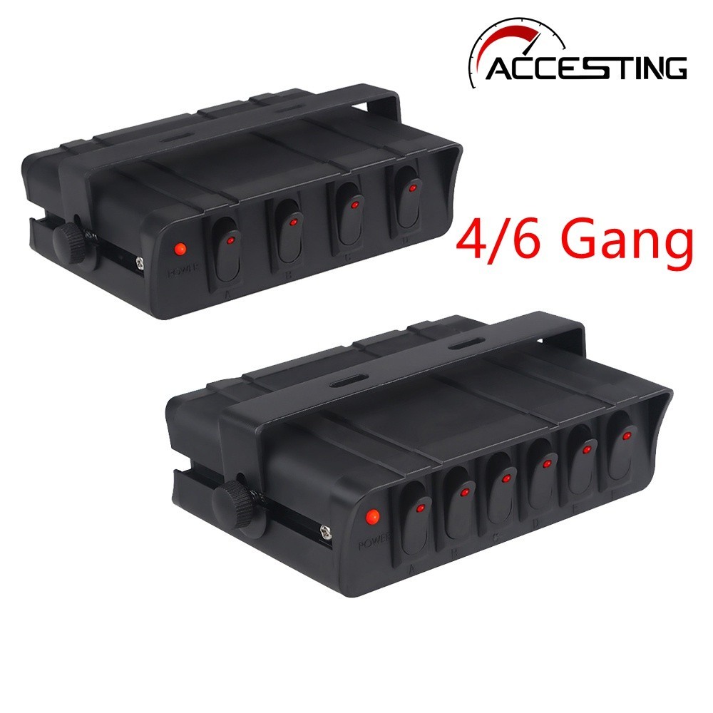 12V 24V 10A Rocker Switch Panel Box With Fuse 4/6 Gang Toggle ...
