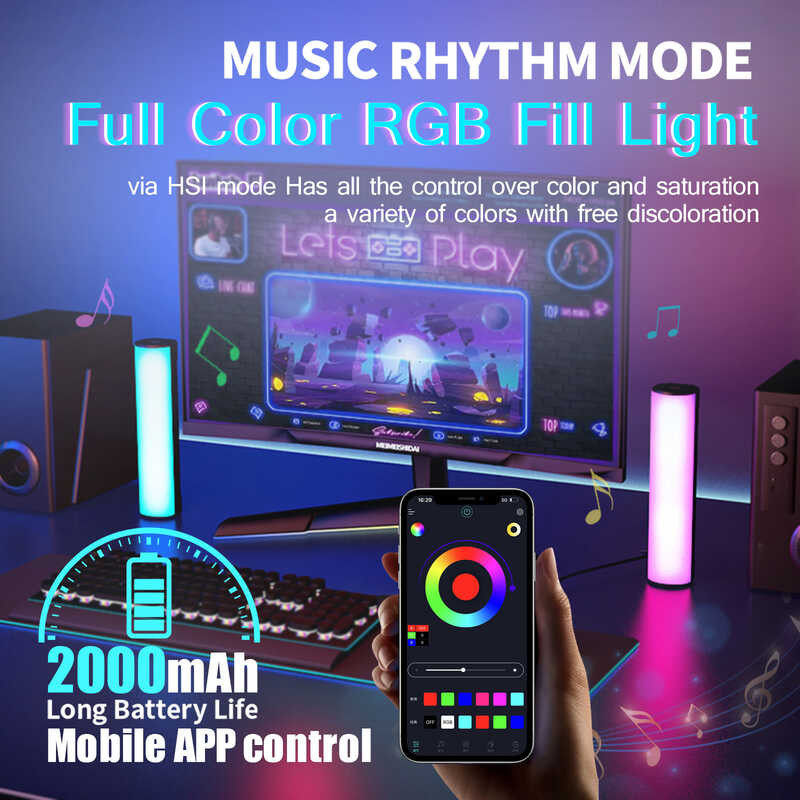 Photography Handheld Mini LED Tube Stick RGB Lamp 2500-9000K Magnet ...