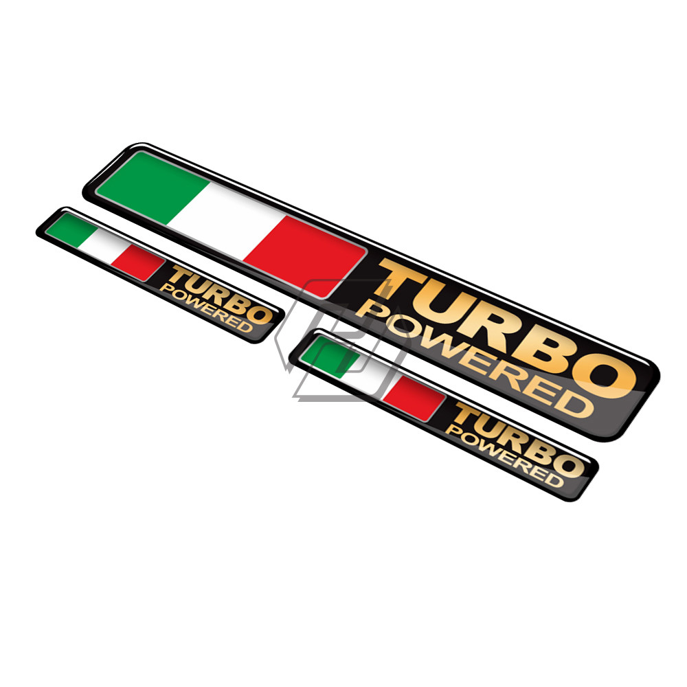 3D Italy Flag Turbo Powered Sticker Motorcycle Tank Decal Car Tail ...