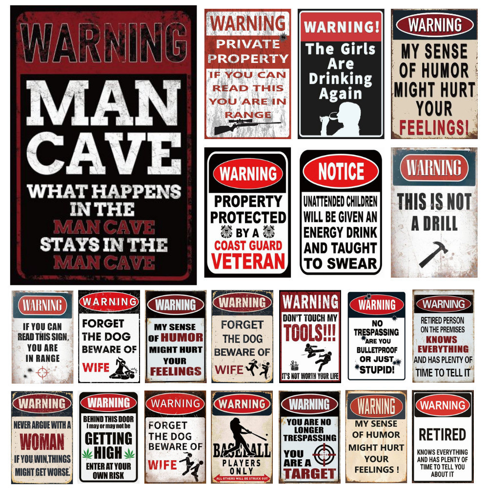 Warning Danger Beware Metal Sign Vintage Plaque Tin Sign Plate Home ...