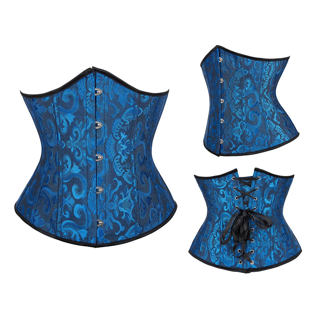 Jacquard Underbust Corset Plastic Bones Korset Basques Shaper Elegant ...