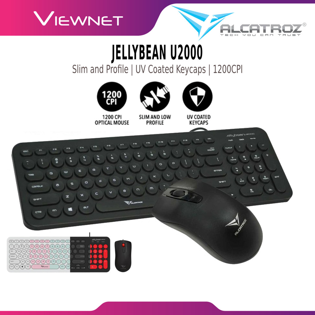 ALCATROZ JELLYBEAN U2000 USB WIRED KEYBOARD AND MOUSE COMBO SET 1200CPI ...