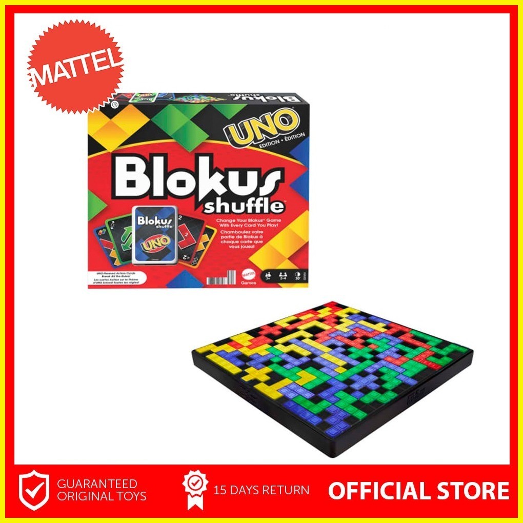 ∈ Mattel Games Blokus Shuffle Uno Edition Strategy Board Game For 2 To ...