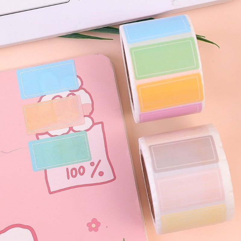 3 Rolls Colorful Paper Label Stickers - Self Adhesive Waterproof Name ...