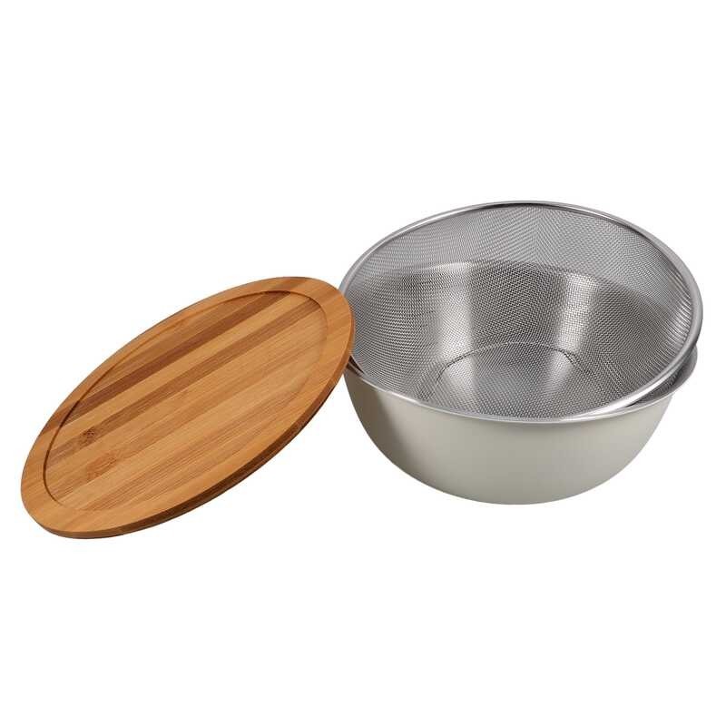 Mesh Colander Strainer Rice Cleaner Washing Bowl Food Drainer Bamboo ...