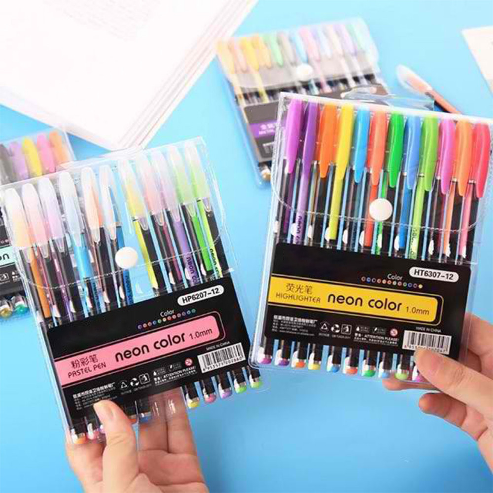 Glina Neon Color Glitter, Pastel, and Highlighter Pen Good for Students