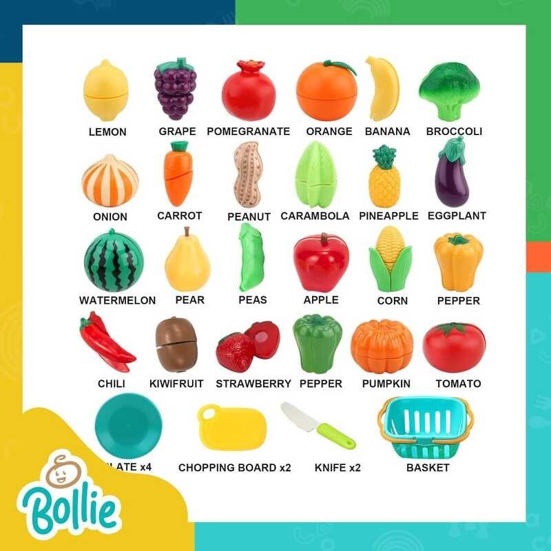 ♥Bollie Baby Premium Fruits And Vegetables Kitchen Cutting Fun Set