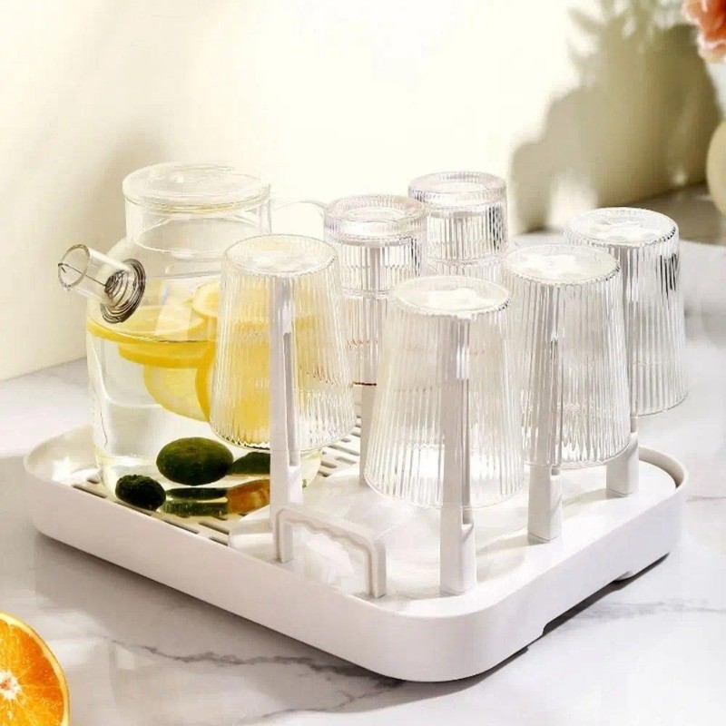 Plastic Cup Drying Rack Large Capacity Upside-Down Tea Cup Holder Dust ...