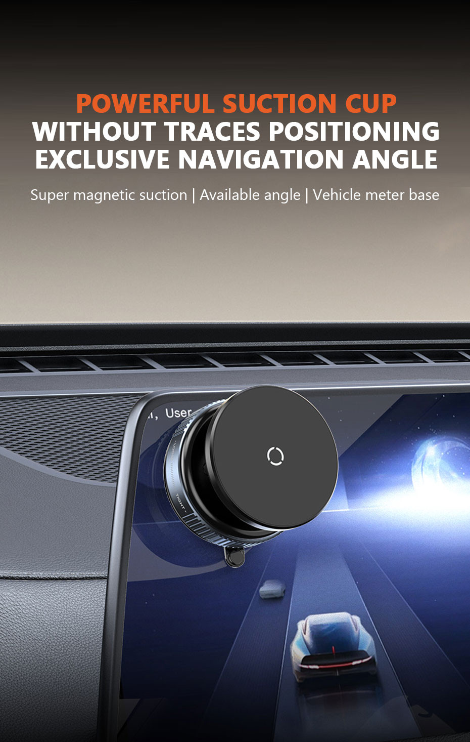 thumbnail image 2 of Magnetic Vacuum Adsorption Car Mount - Foldable 360° Rotating Aluminum 2 of 14