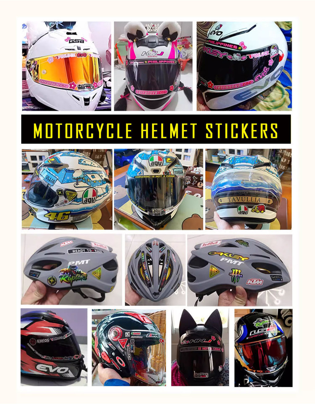 Motorcycle Stickers RedBull Bicycle Helmet Decals Rockstar Glossy ...