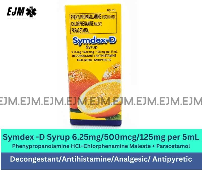 Symdex D Syrup 60 mL Decongestant/Antihistamine/Analgesic/Antipyretic ...