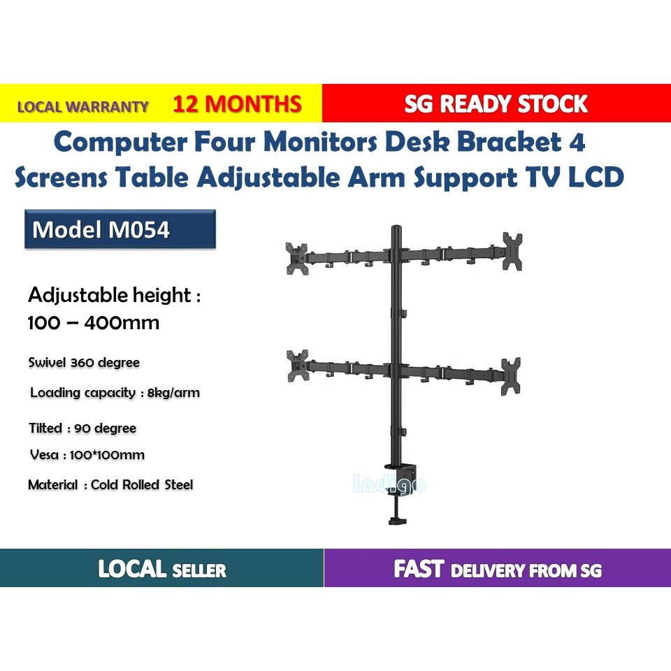 in stock Four Monitors Desk Mount Bracket 4 Screens Table Adjustable ...