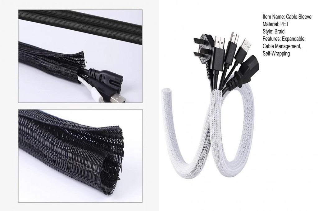 Cut-to-length Cable Cover No Tools Cable Sleeve 2m Braided Cable Sleeve ...