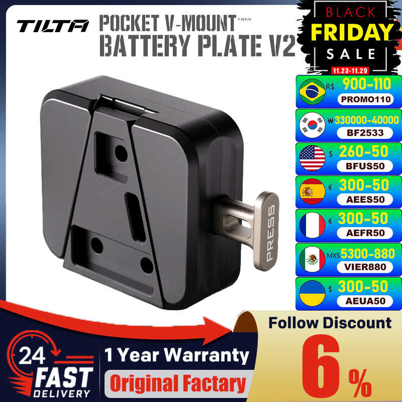 Plaque De Fixation V-Mount Légère Tilta - Pour Batteries V-Mount Sur Gimbal, Drone, Cage Caméra - Modèle TA-PBP2-V