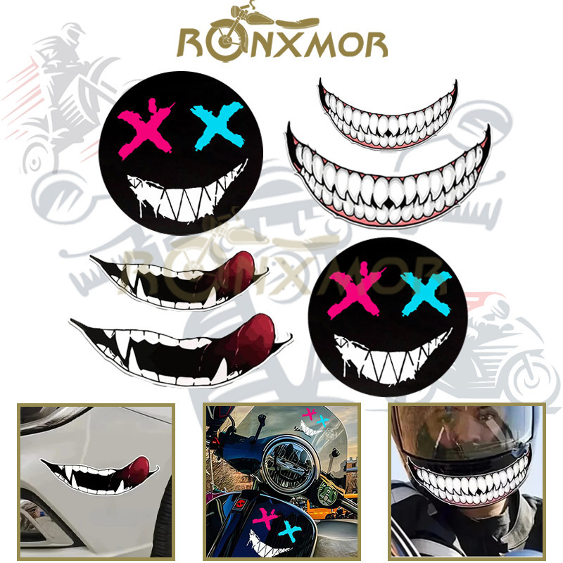 RONXMOR 1PC NEW Motorcycle Car Sticker Evil Teeth Tongue Smile Sticker ...
