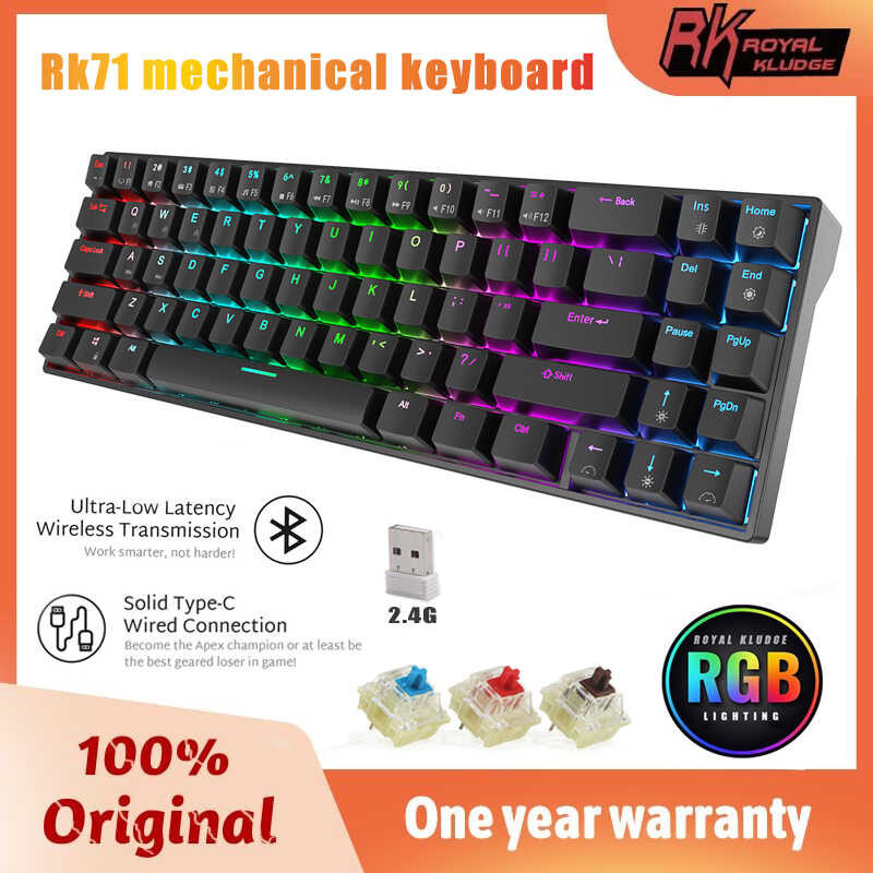 Kludge Rk71 Royal 70% Mechanical Keyboard Tri-Mode Bluetooth 2.4G Wired ...