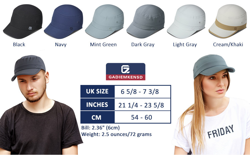 GADIEMKENSD Stretch Army Cap Sport Military Hats Flat Top Short Bill