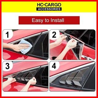 ☃ Honda City GM6 2014 - 2019 MUSTANG Black Rear Side Louver Cover ...