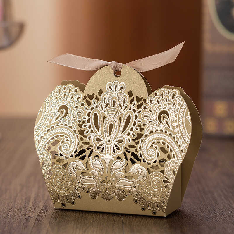 Shipping 50 Free X Hollow Red/Gold Crown Candy Gift Box Wedding Party ...