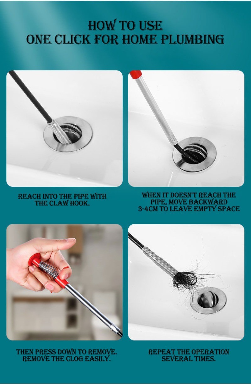 Drain Unblocker Drainage Clog Remover Clog Flexible Auger Snake Rod ...