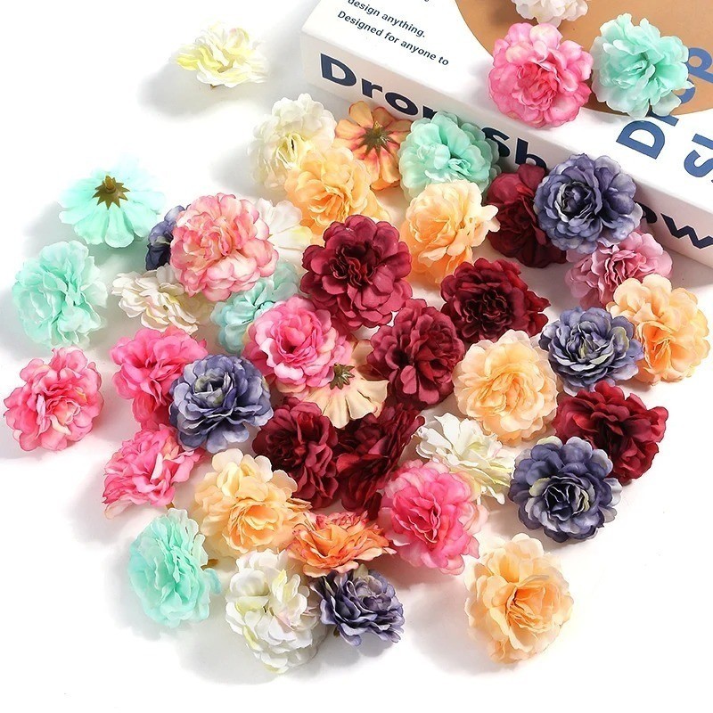5PCs Rose Artificial Flowers 4.5cm Fake Flower Head for Marriage ...