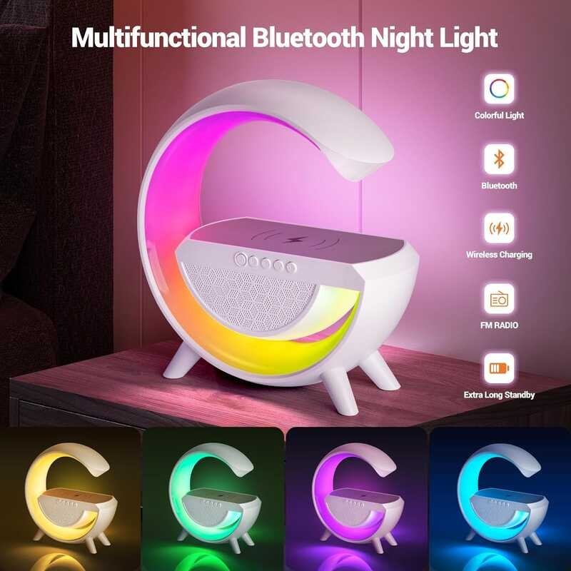 15W Bluetooth RGB LED Atmosphere Ambient Wireless Charging Desk Lamp TF ...