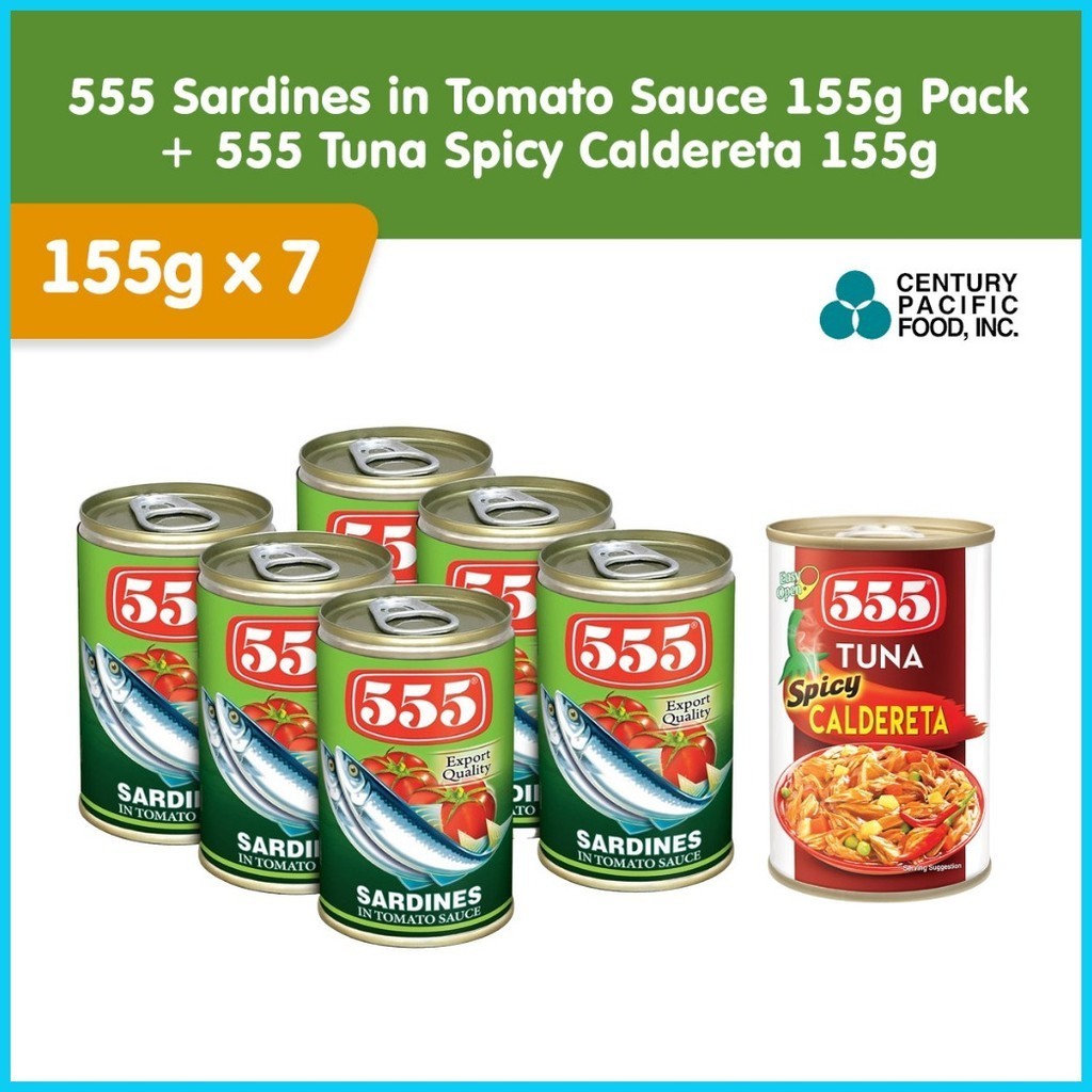 555 Sardines In Tomato Sauce 155g Pack Of 6 555 Tuna Spicy Caldereta