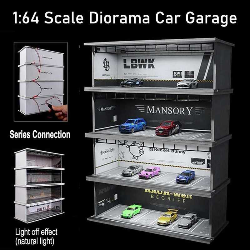 Scale Ama Garage 1:64 Car Model Assemble LED Lighting Car Parking Lot ...