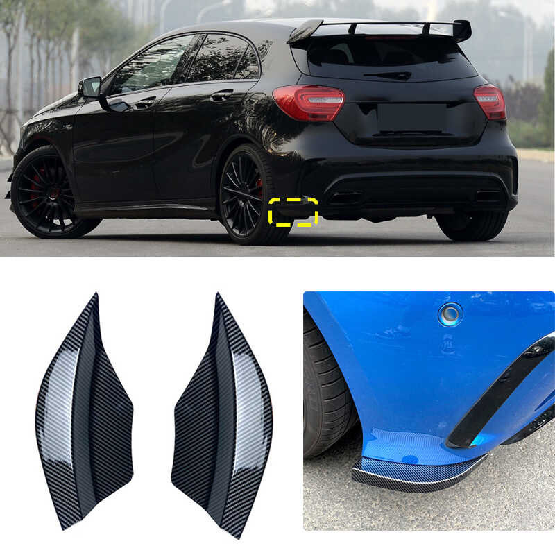 Kit 2 Pièces Becquets Latéraux (Canards) Pour Pare-Chocs Avant Mercedes Classe A W176 (2016-2018) | ABS Noir Brillant