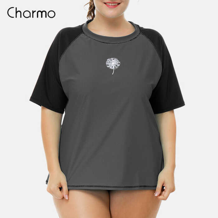 & Charmo Women Rashguard Swimsuit Shirts UPF 50+ Women's Fat Swimwear ...